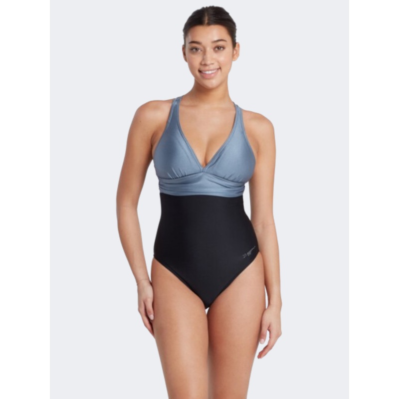 Zoggs Panel Crossback Women Swim Monokini Black/Metal
