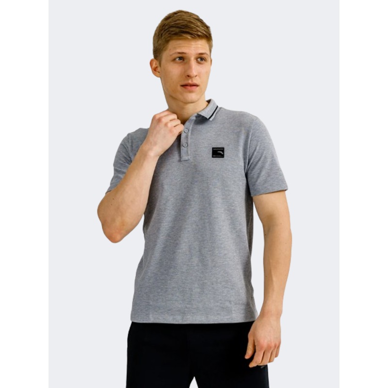 Anta Men Training Polo Short Sleeve Heather Grey