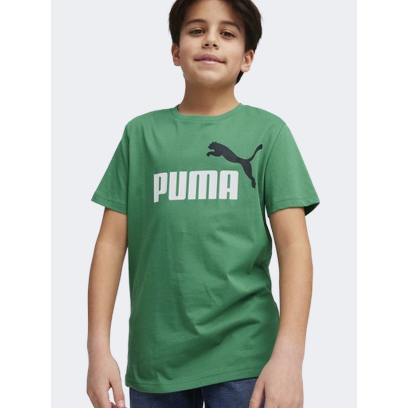 Puma Essential Plus 2 Col Logo Boys Lifestyle T-Shirt Archive Green