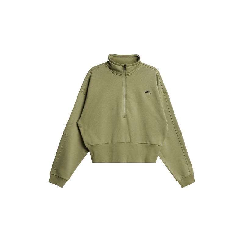 Lucia Zip Mock Neck / Oil Green