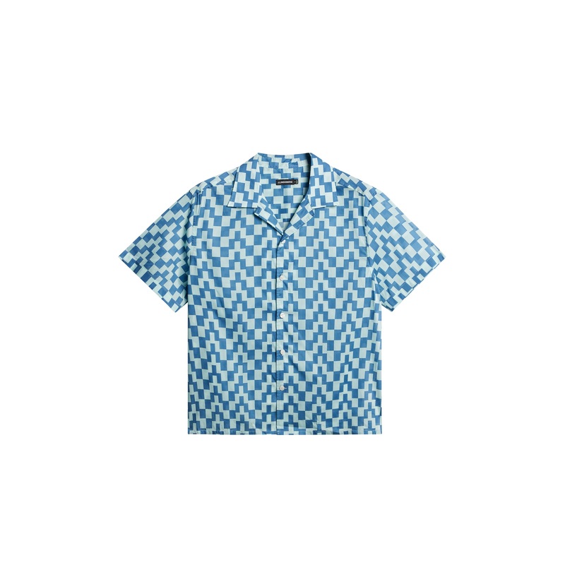 Donso Cotton Printed Shirt / Bridge Stack Blue M