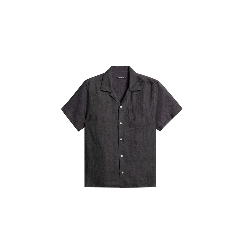 Elio Linen Melange Shirt / Black