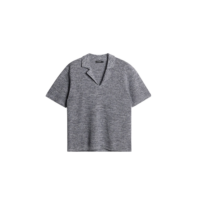 Ethan Open Collar Knit Polo / Ombre Blue