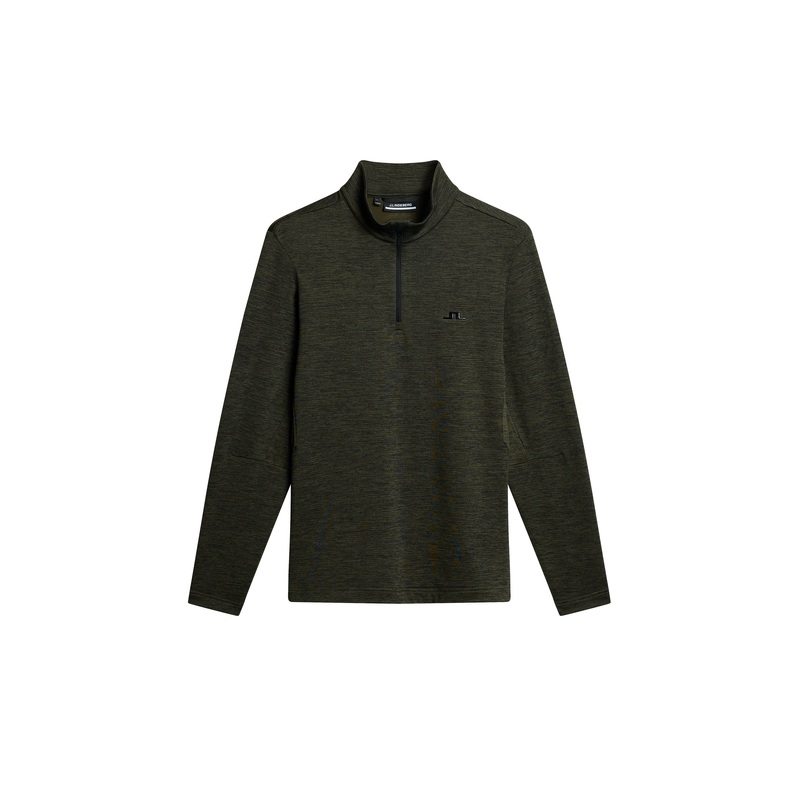 Destry Quarter Zip Mid Layer / Black and Forest Green Melange