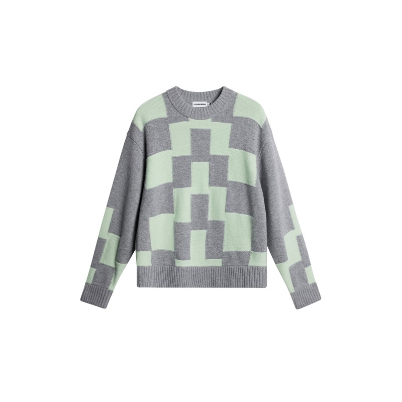 Gavin Stacked Bridge Knit / Light Grey Melange