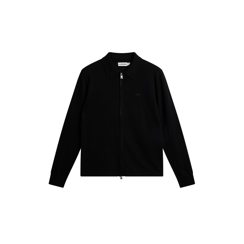 Kaleb Merino Zip Cardigan / Black