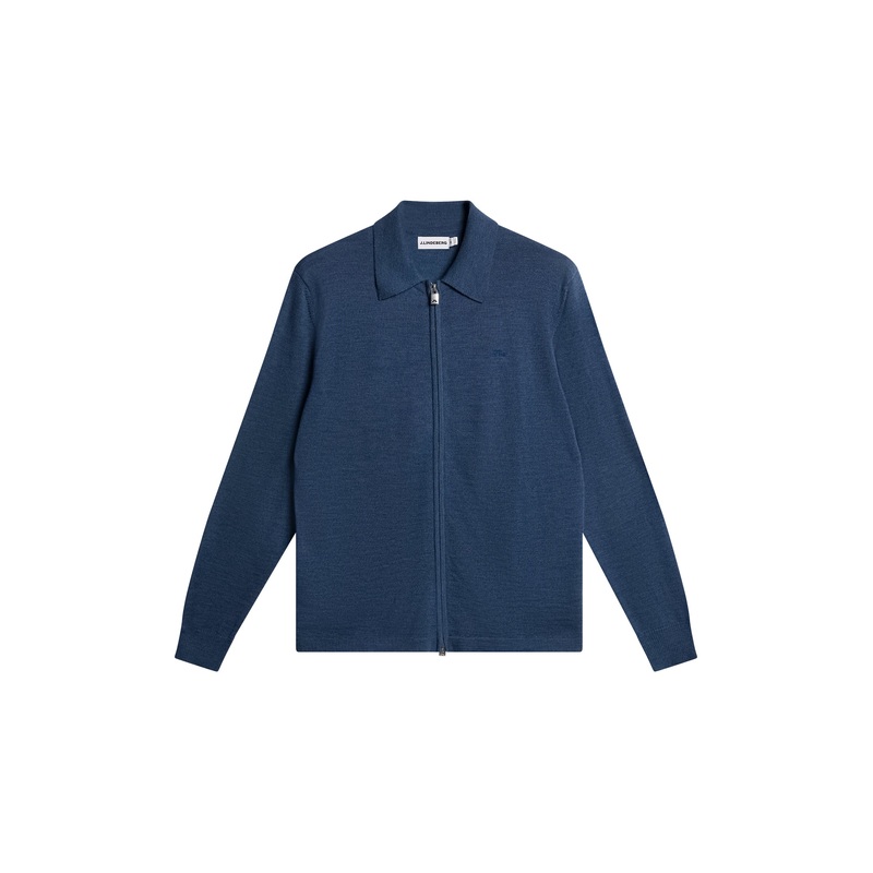 Kaleb Merino Zip Cardigan / Vintage Indigo Melange