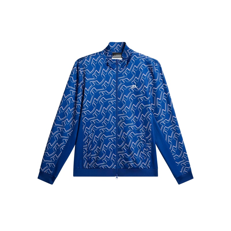 Callum Print Zip Jacket / Outline Bridge Wave Blue