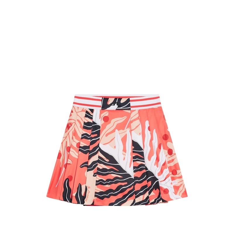 Harlow Print Skirt / Paradise Monstera Coral