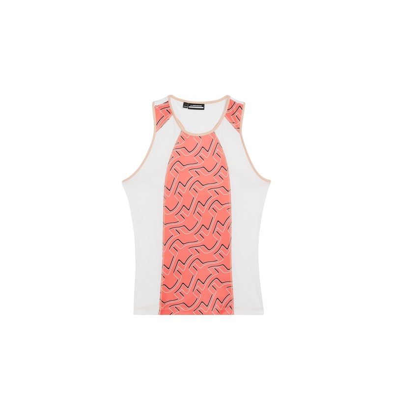 Miriam Print Top / Outline Bridge Wave Coral