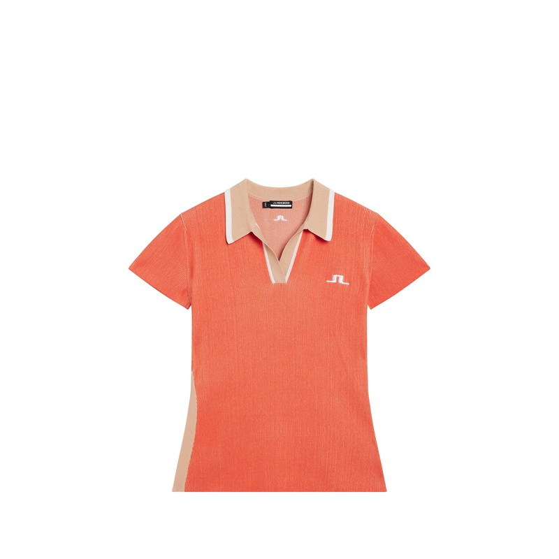 Rani Knitted Polo / Hot Coral