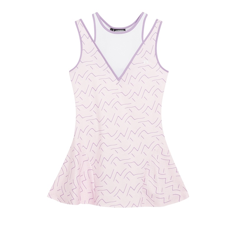 Matilda Print Dress / Outline Bridge Wave Pink