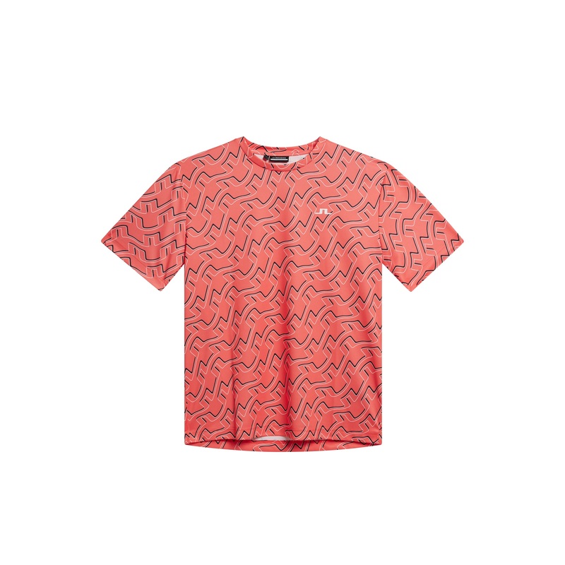 Ade Print T-shirt / Outline Bridge Wave Coral