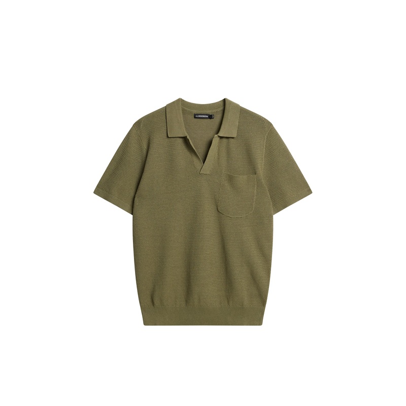 Ben Open Collar Polo / Oil Green