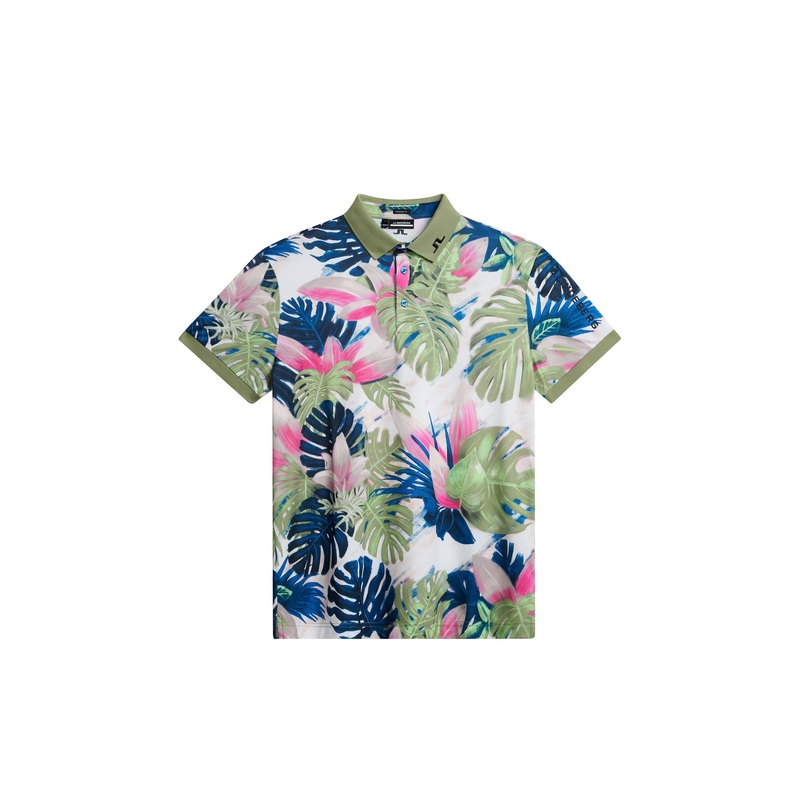 Tour Tech Reg Fit Print Polo / Calypso Oil Green