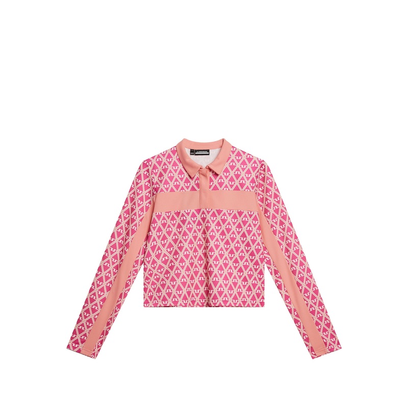 Zahara Long Sleeve Polo / Geo Fuchsia Purple