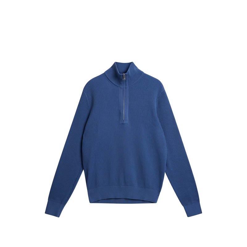 Alex Half Zip Knitted Sweater / Bijou Blue
