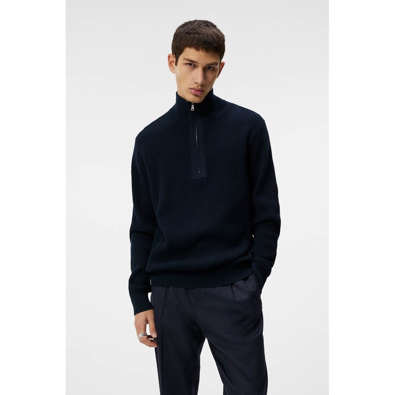 Alex Half Zip Knitted Sweater / JL Navy