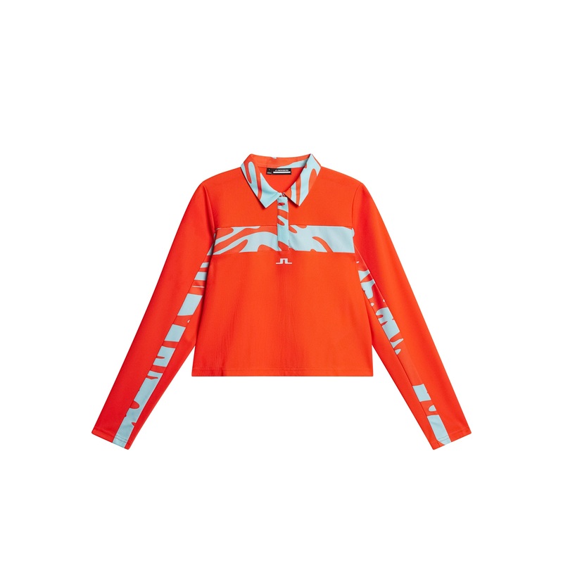 Zahara Long Sleeve Polo / Tangerine Tango