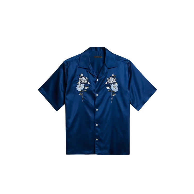 Elliott Satin Embroid Shirt / Estate Blue
