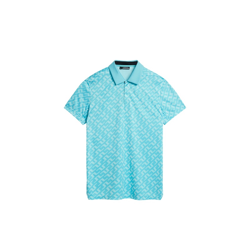 Dario Print Regular Fit Polo / Bias Bridge Blue Curacao