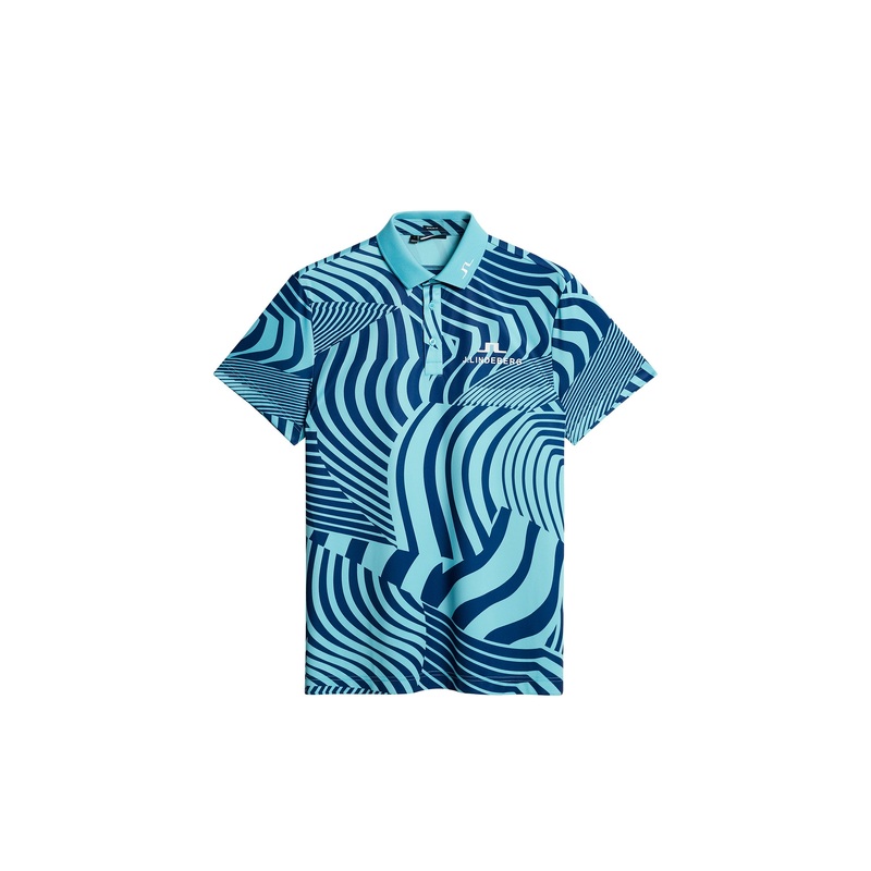 KV Tour Print Golf Polo / Dazzle Wave Blue Curacao