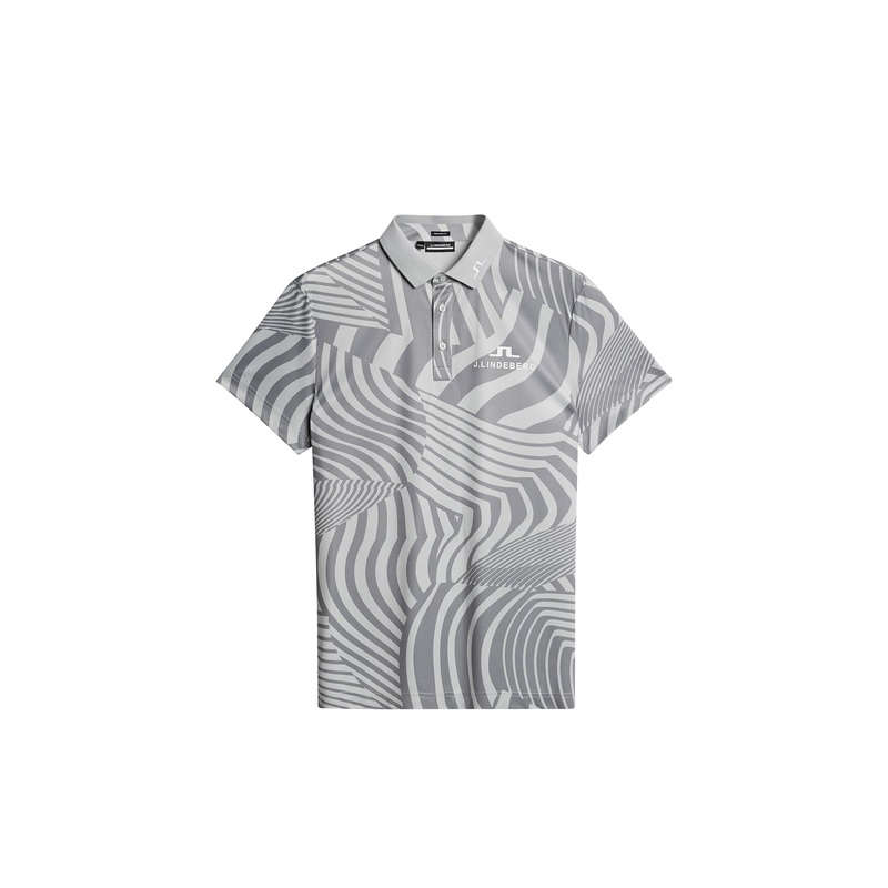 KV Tour Print Golf Polo / Dazzle Wave Light Grey Melange