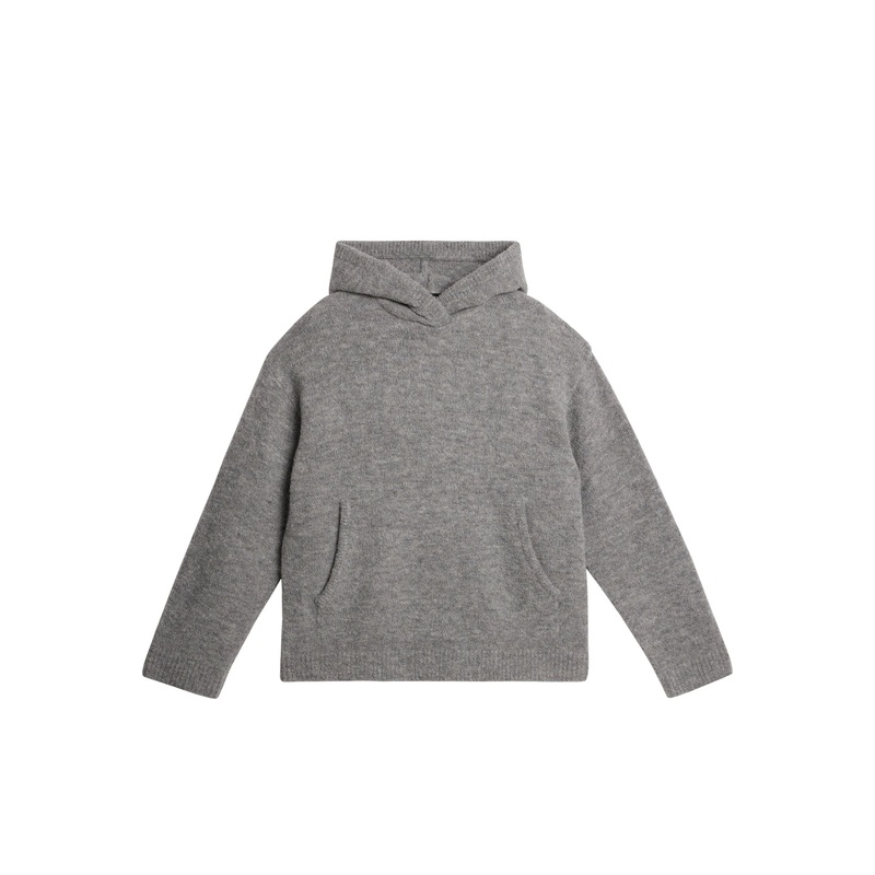 Broon Alpaca Blend Hoodie / Mid Grey Melange