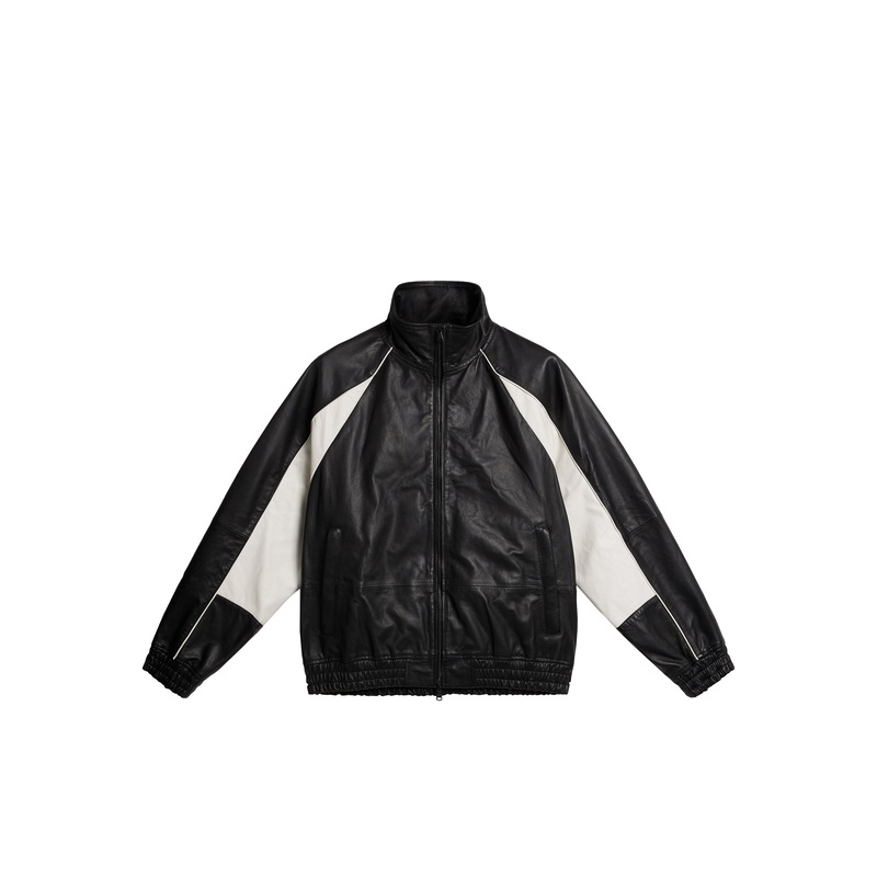 Lex Leather Track Jacket / Black