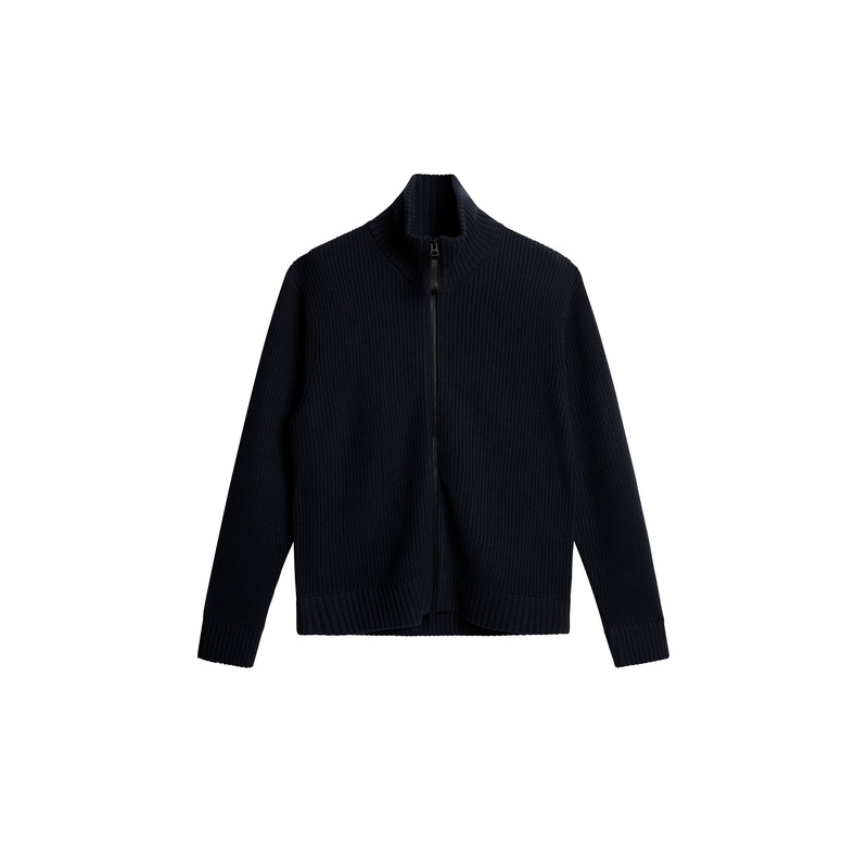 Skyler Wool Blend Zip Cardigan / JL Navy