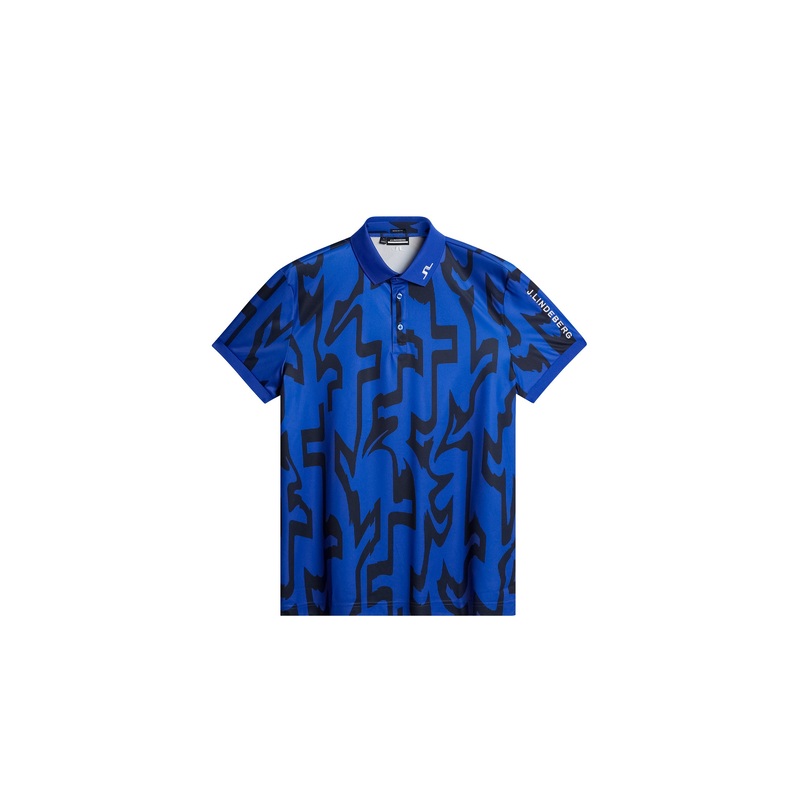 Tour Tech Reg Fit Print Polo / Glitch Bridge Blue
