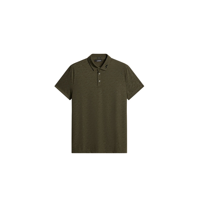 Bison  Regular Jacquard Polo / Forest Green