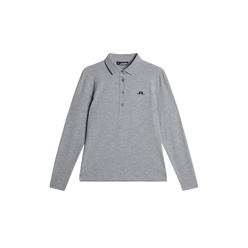 Flor Long Sleeve Polo / Medium Grey Melange