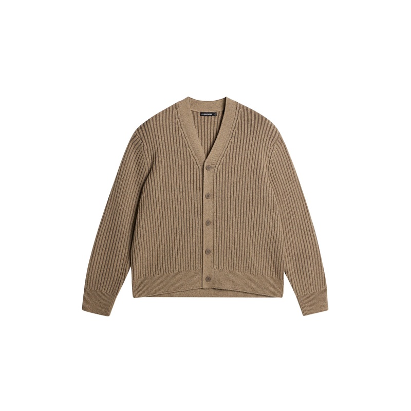 Twin Plated Knit Cardigan / Tiger Brown