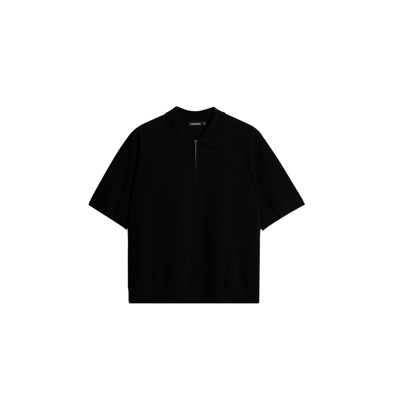 Tyler Quarter Zip Knit Polo / Black