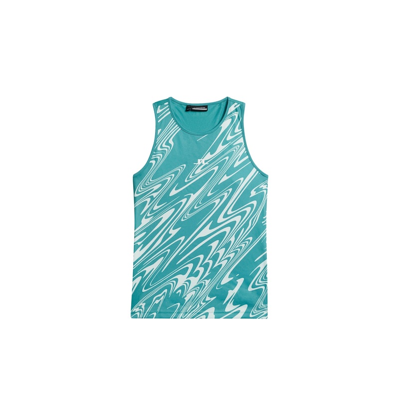 Delia Printed Tank Top / Liquify Teal L
