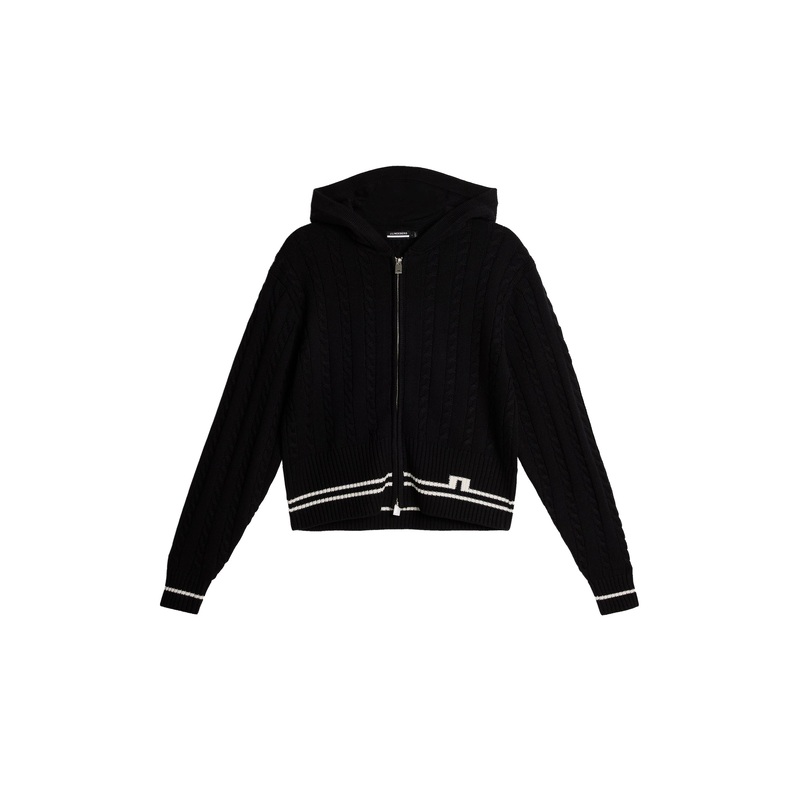 Camilla Cable Knit Wool Hood / Black
