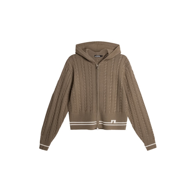 Camilla Cable Knit Wool Hood / Brindle