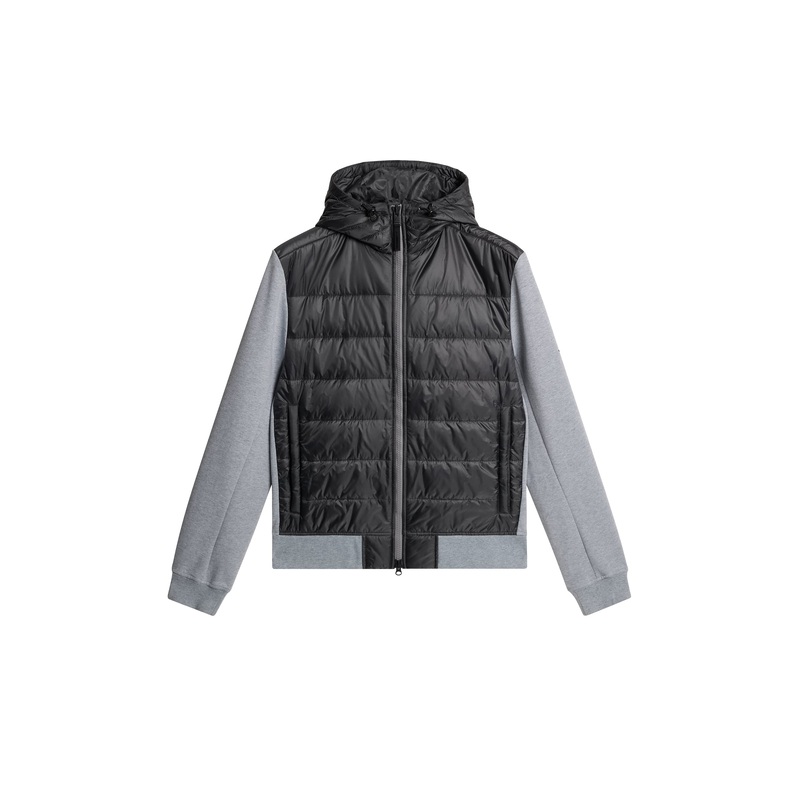 Seth Hybrid Zip Hood / Medium Grey Melange