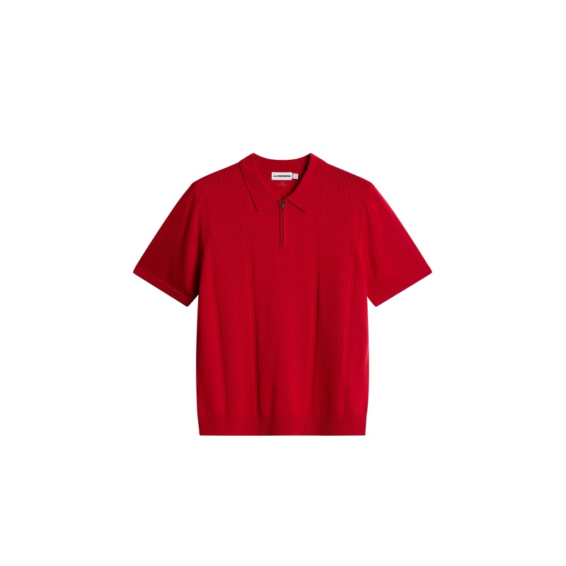 Remy Structure Zip Knit Polo / Barbados Cherry