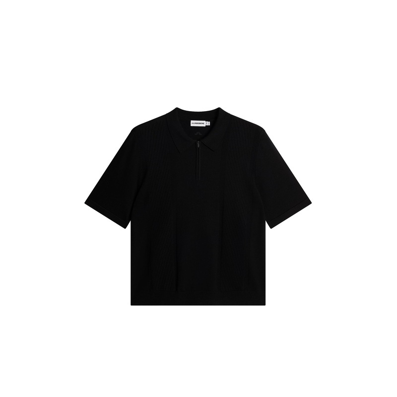 Remy Structure Zip Knit Polo / Black