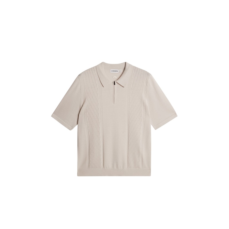 Remy Structure Zip Knit Polo / Moonbeam
